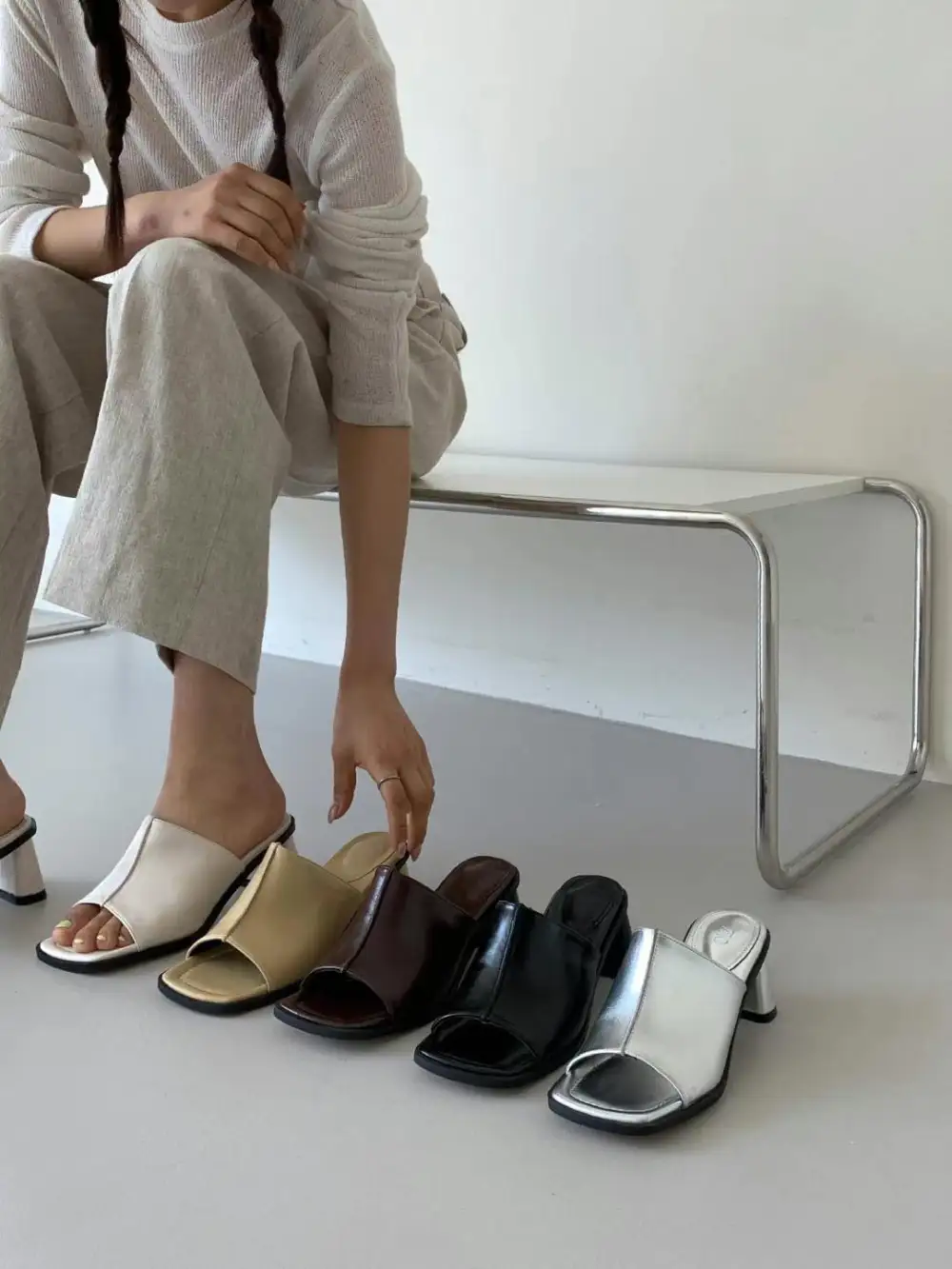 Faux Leather Heeled Sandals