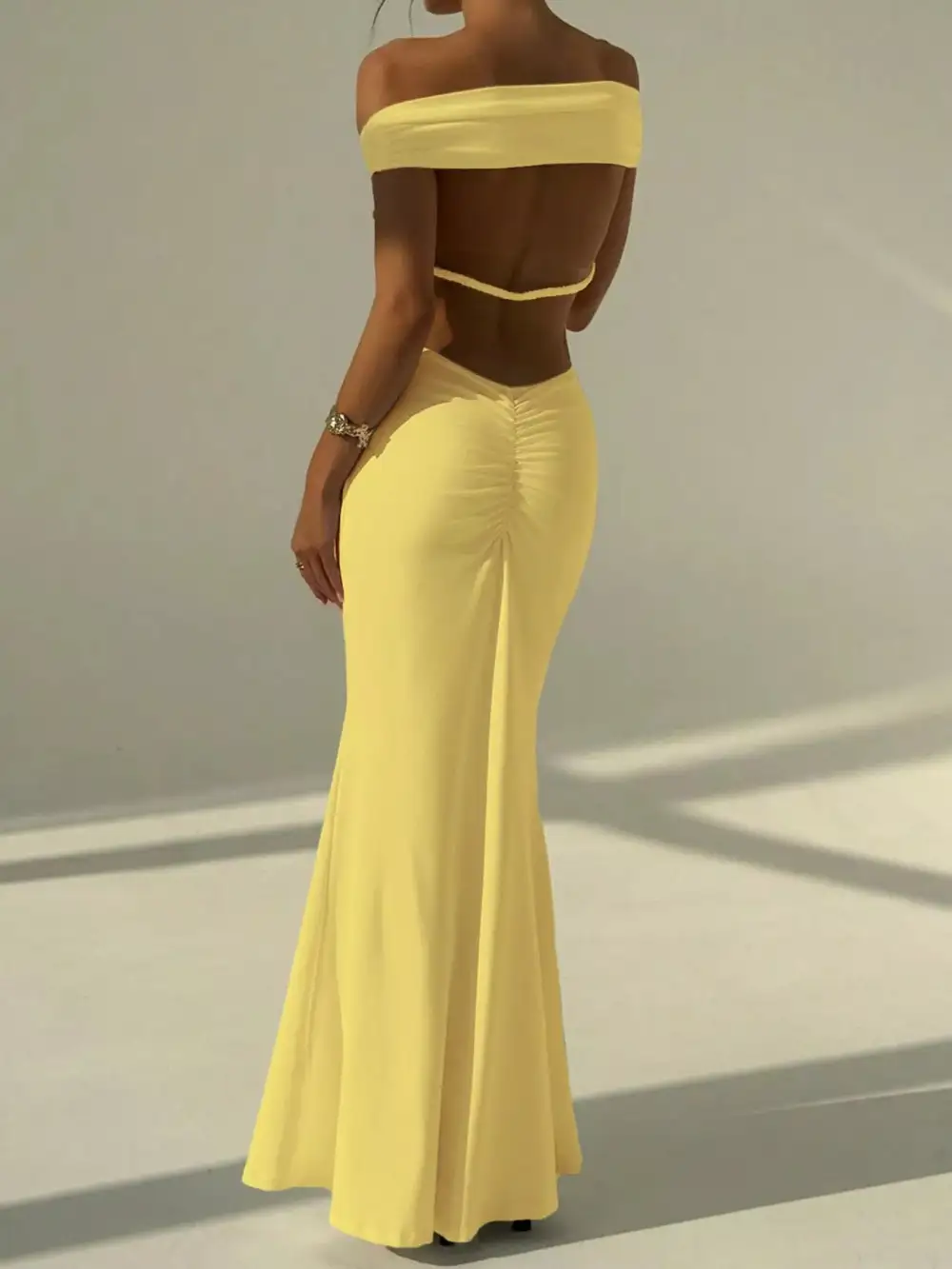 Backless Off Shoulder Bodycon Mermaid Maxi Dress