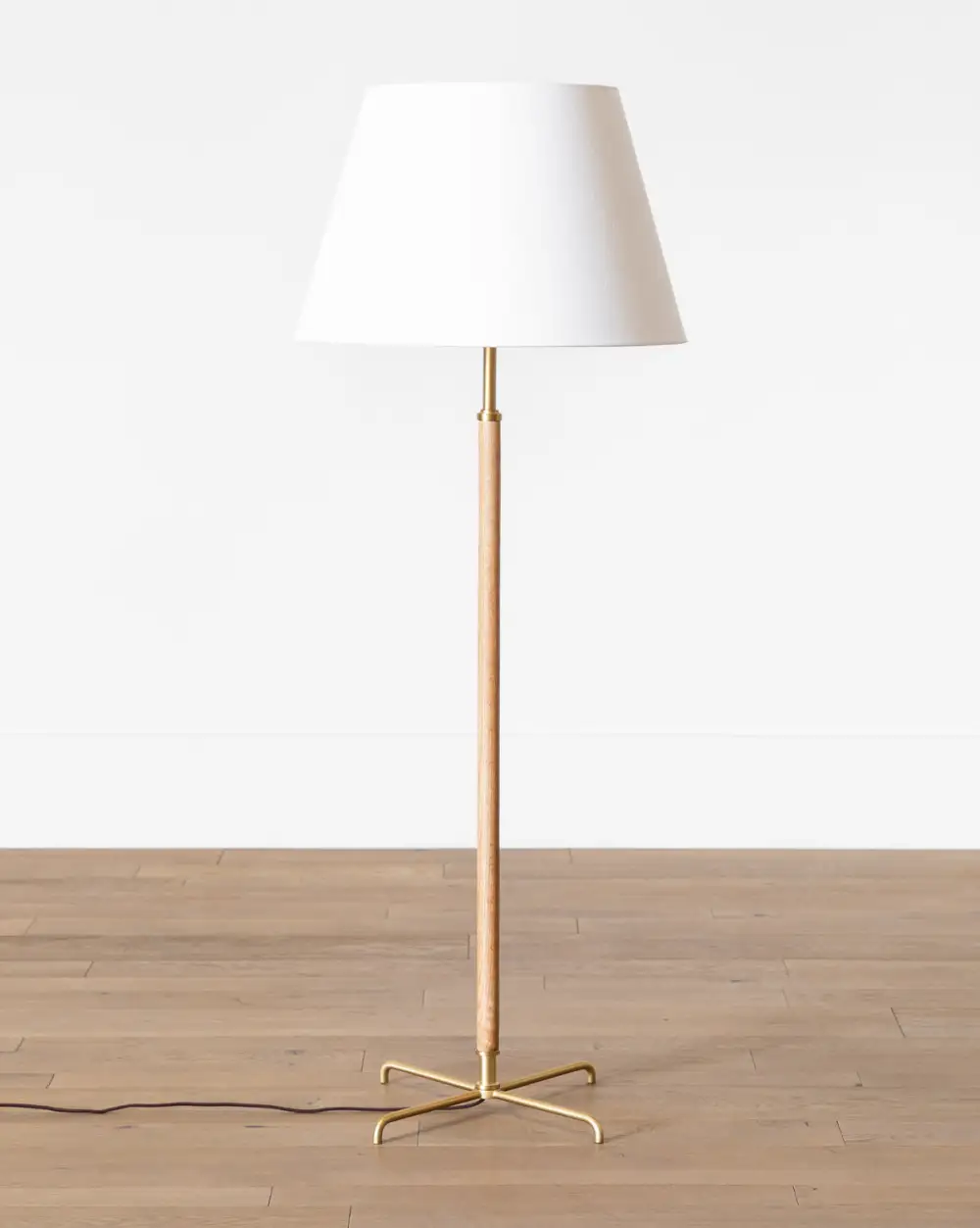 Oak Linen Floor Lamp