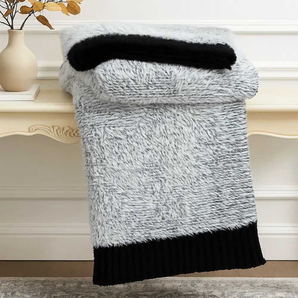 Furry-Yarn Throw Blanket