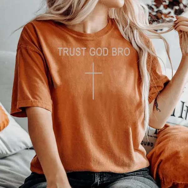 Men's Trust God Bro Cross Christian Minimalist Jesus Is Lord Women's Oversized Comfort T-shirt