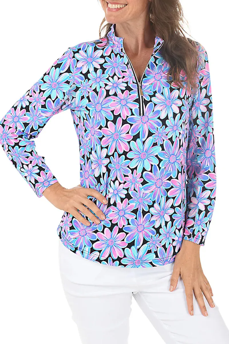 Bright Bouquet Cooling Mock Neck Top