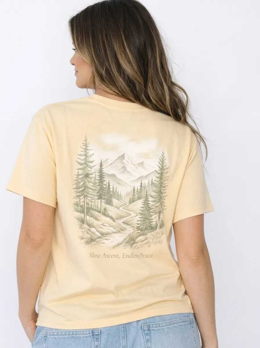 Women's Nature Lover Mountain Forest Landscape Printed T-shirt