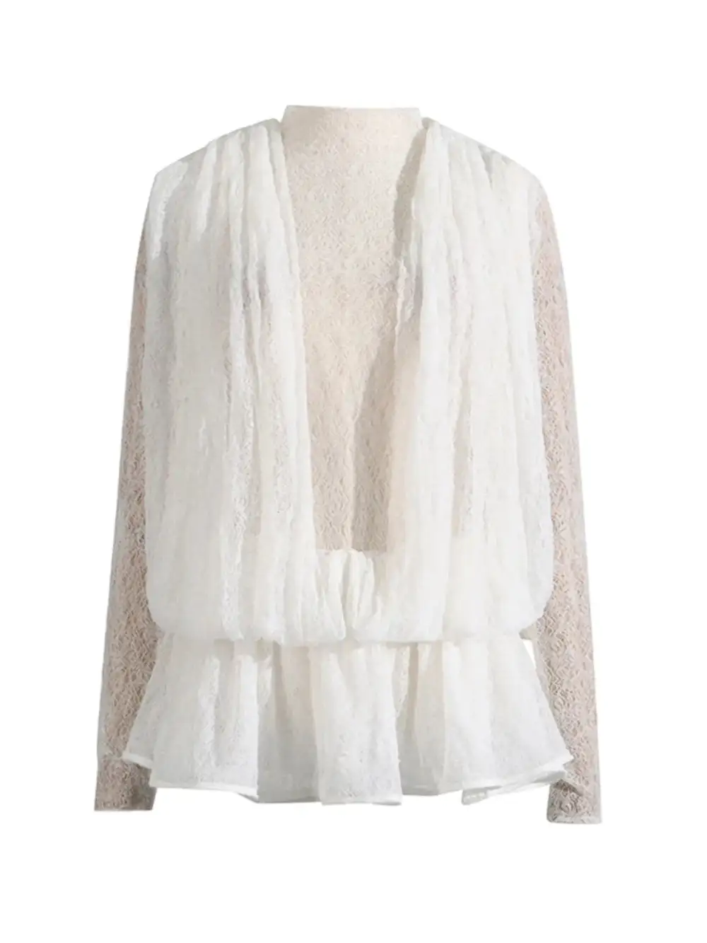 Structured Shape Lace Ruffle Mini Dress