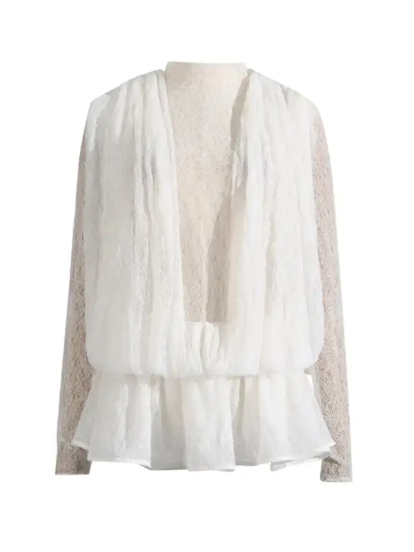 Structured Shape Lace Ruffle Mini Dress