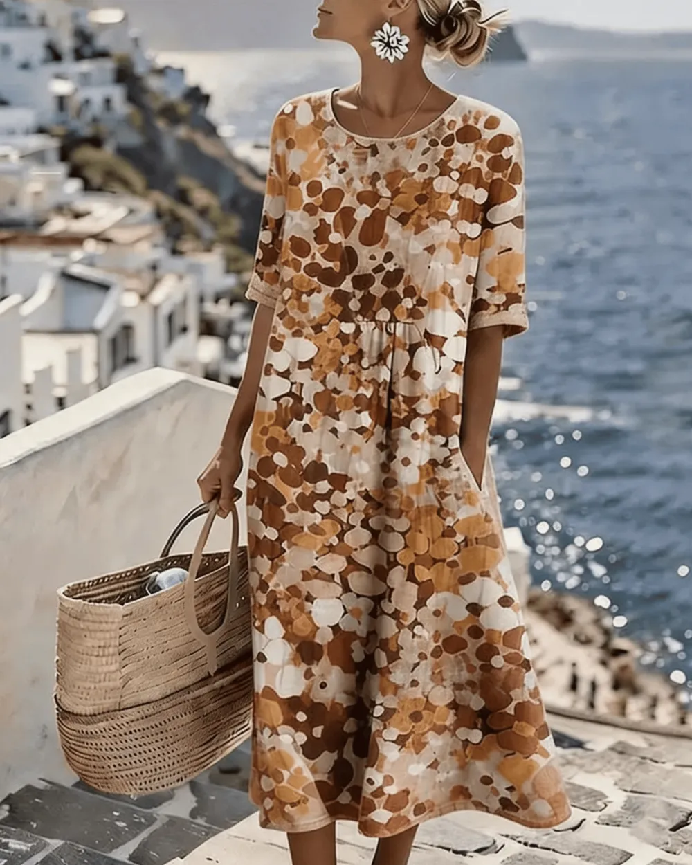 ✨Hot Sale ✨50% OFF ✨Colour Bloom Watercolor Milk Silk Dress