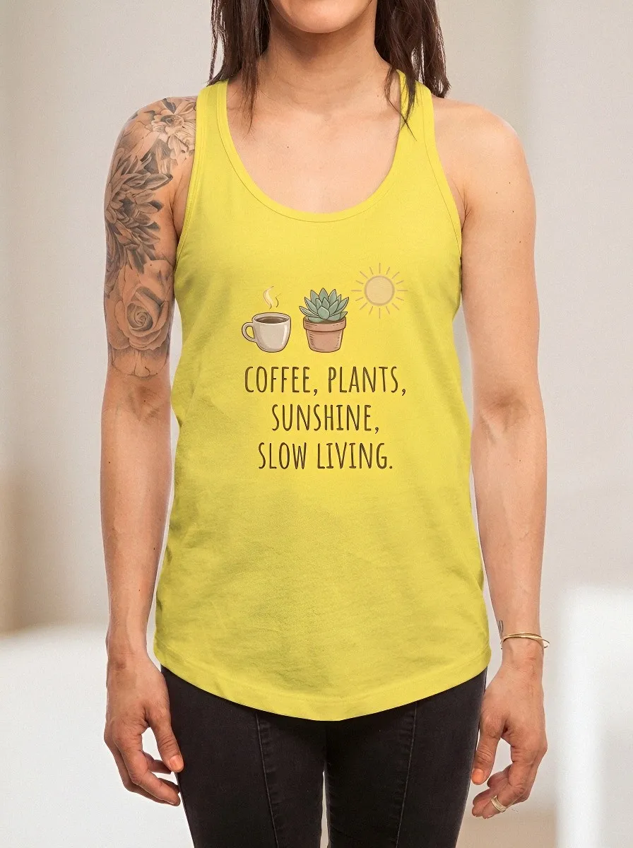 Women's Coffee Plant Sunshine Slow Living Printed Tank Top