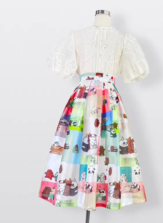 Cat Motif Bear Motif Skirt