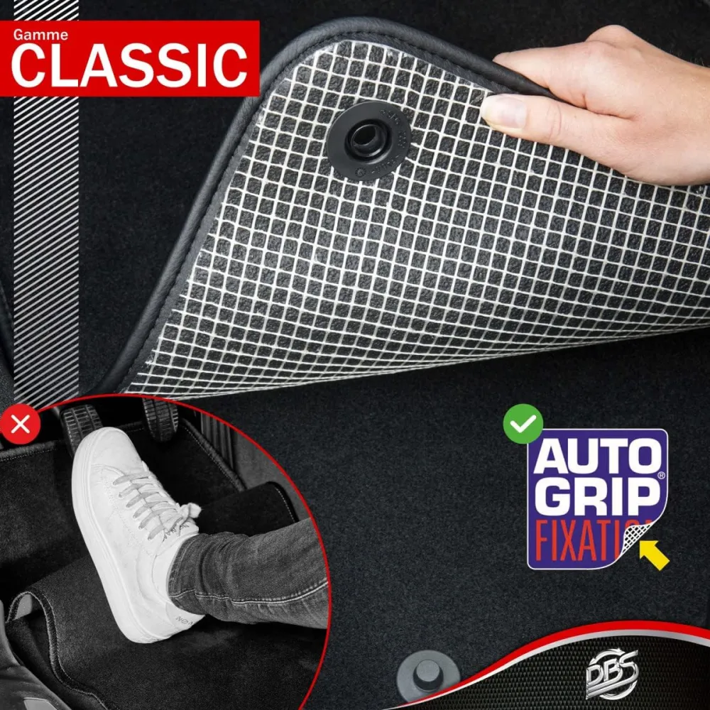 Car Floor Mat – Made to Measure – 3 Pieces – Non-Slip – Black Needle Felt 900 g/m² – Velour Manufacturing – Star Range – 1763702
