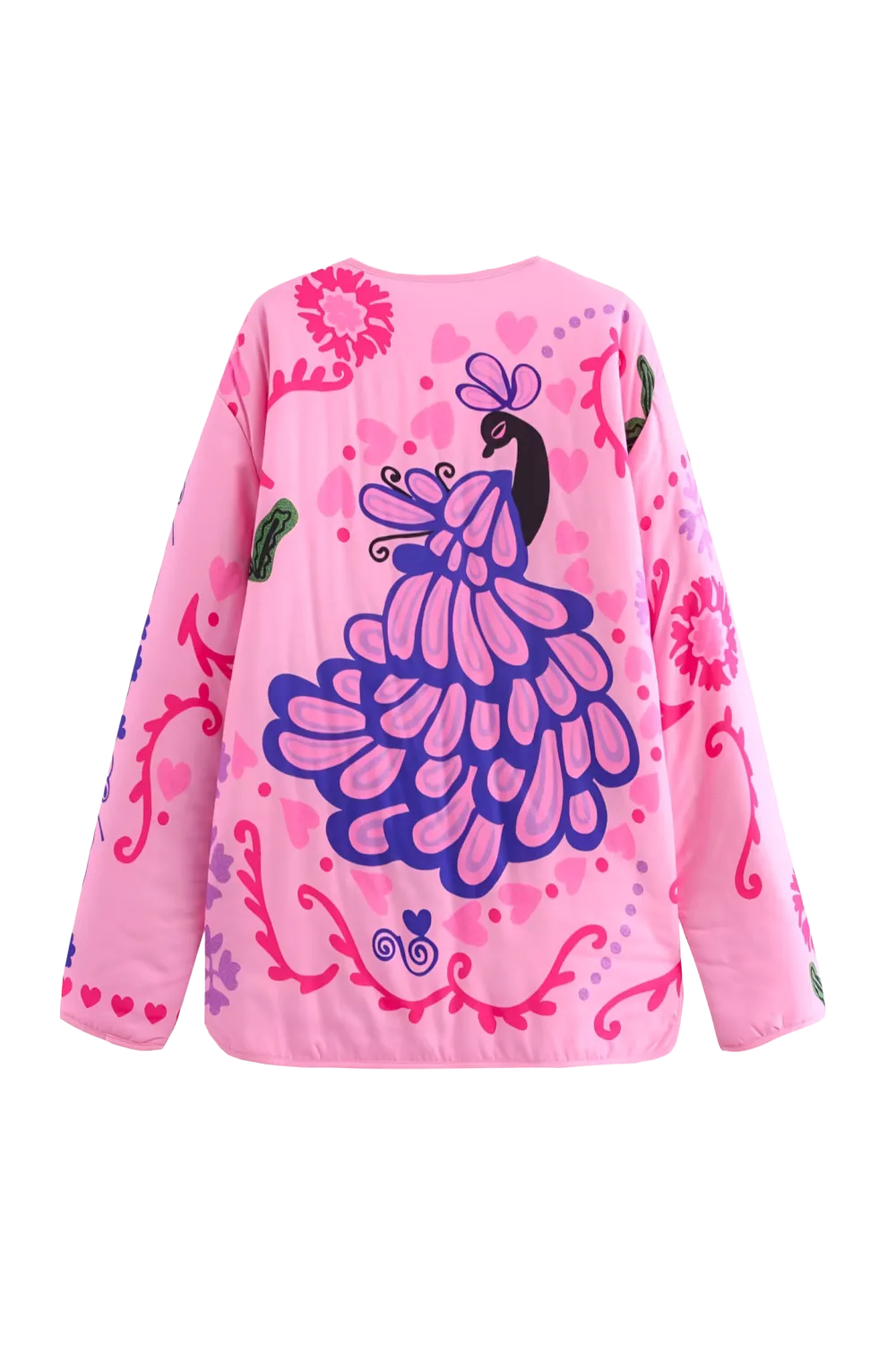 Floral Single-Breasted V-Neck Jacket