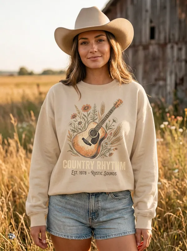 Floral Women's Country Music Crewneck Sweatshirt