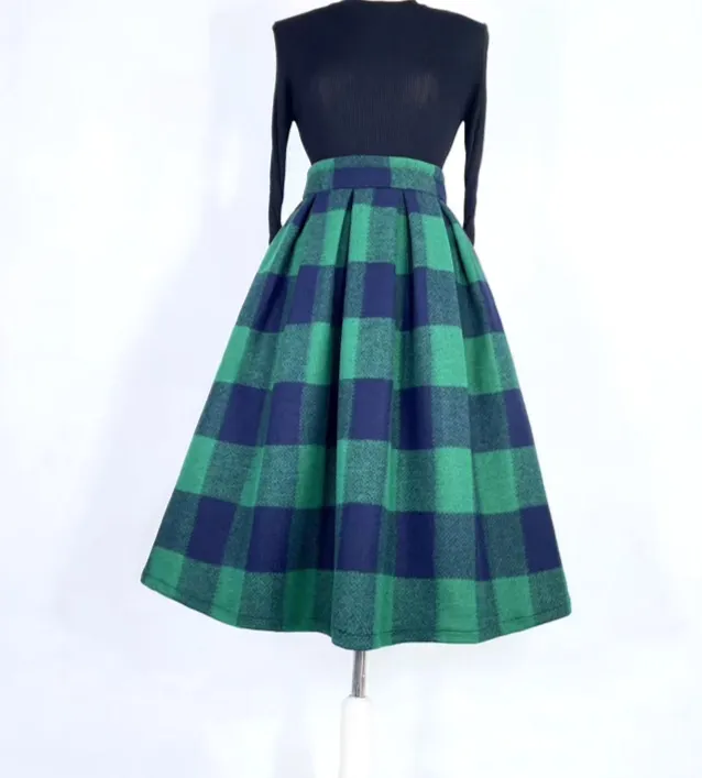 Structured Polished Everyday Casual Plaid Skirt