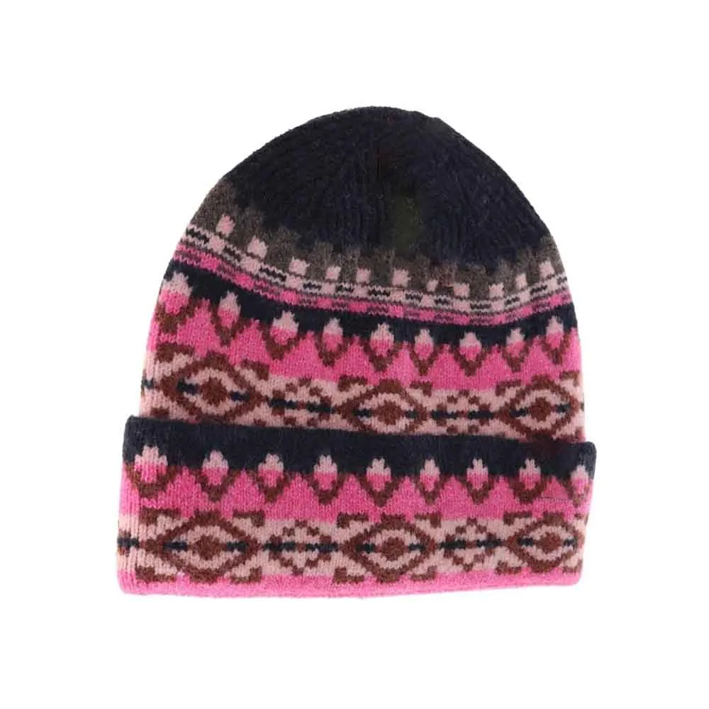 Aztec Pattern Cuff Beanie
