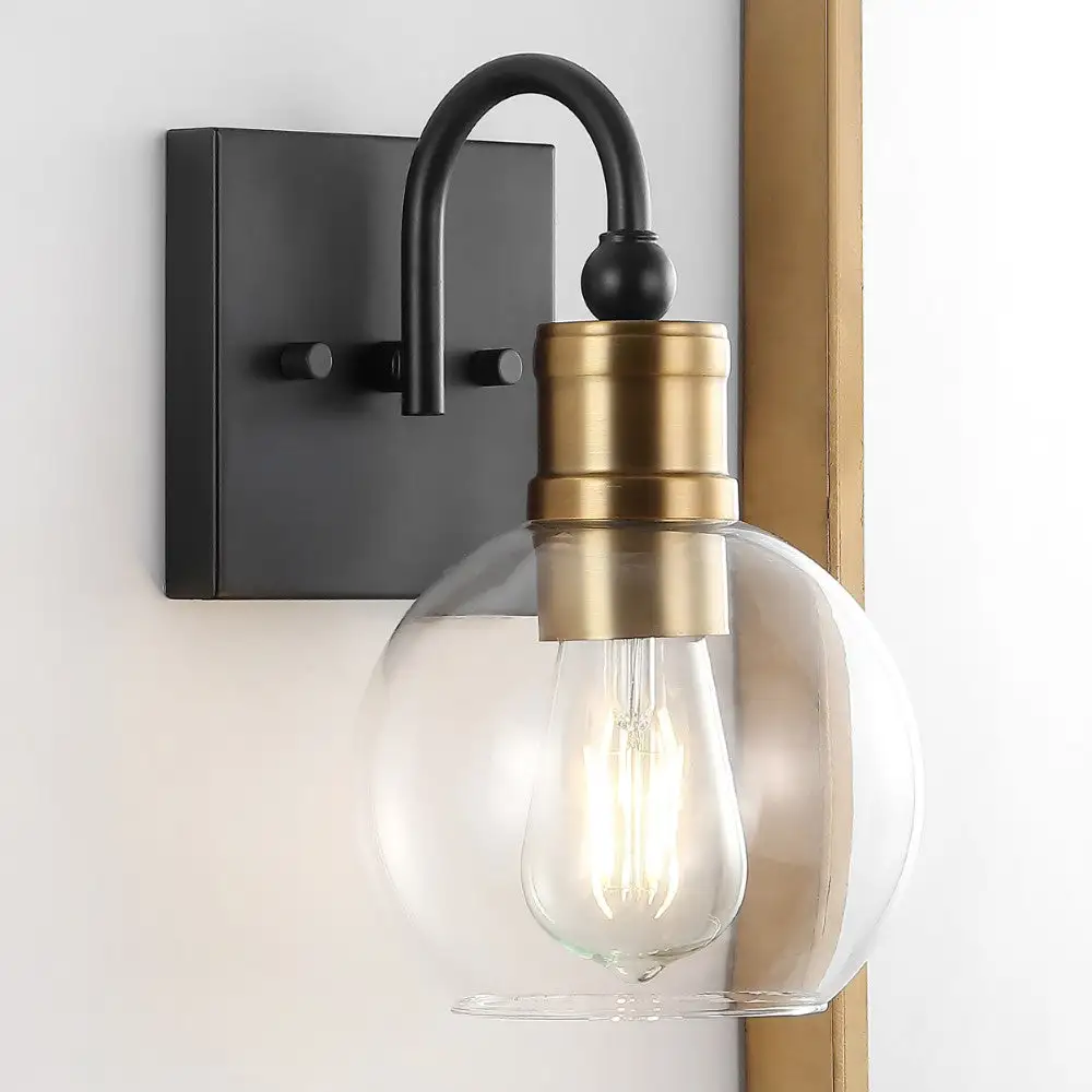 Single-Light Iron Glass Rustic Vintage LED Vanity Light