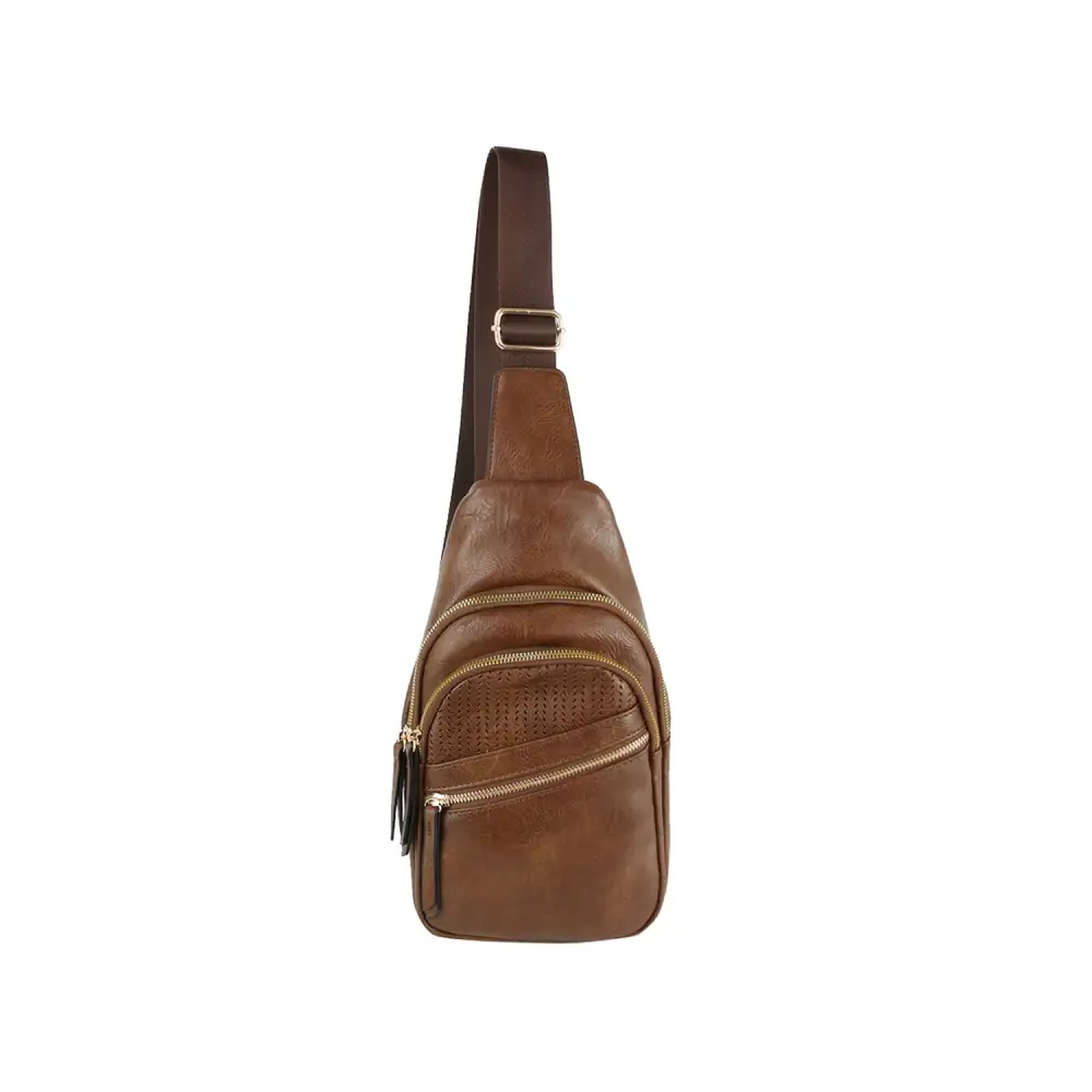 Polished Detail Pocketed Faux Leather Crossbody Bag