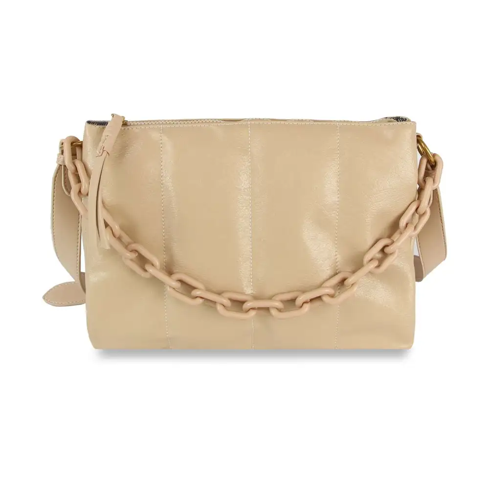 Timeless Detail Pocketed Faux Leather Shoulder Bag