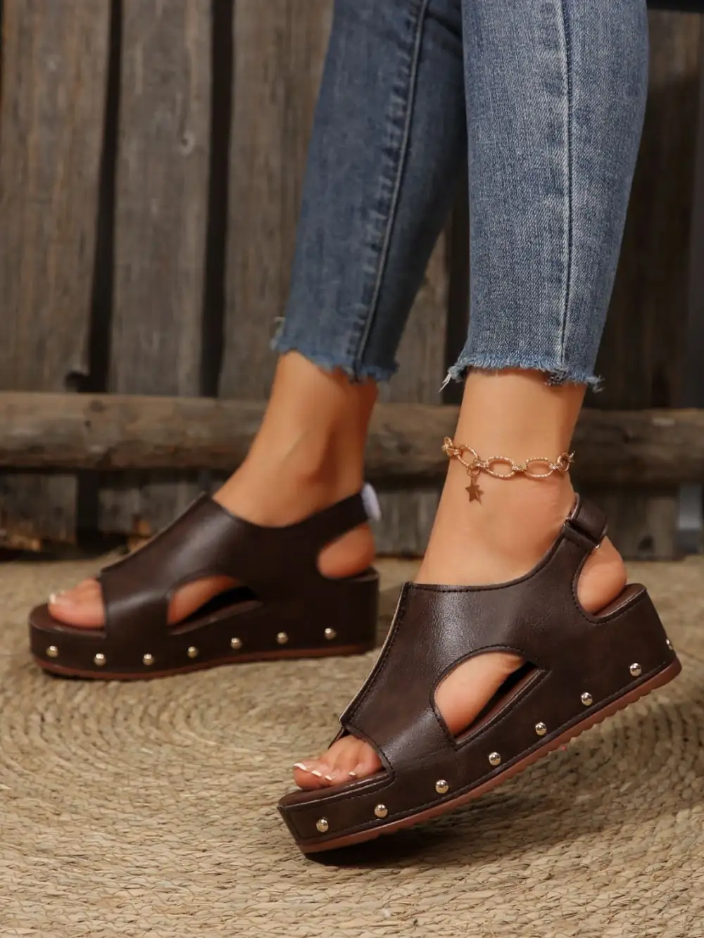 Wedge Pu Sandals