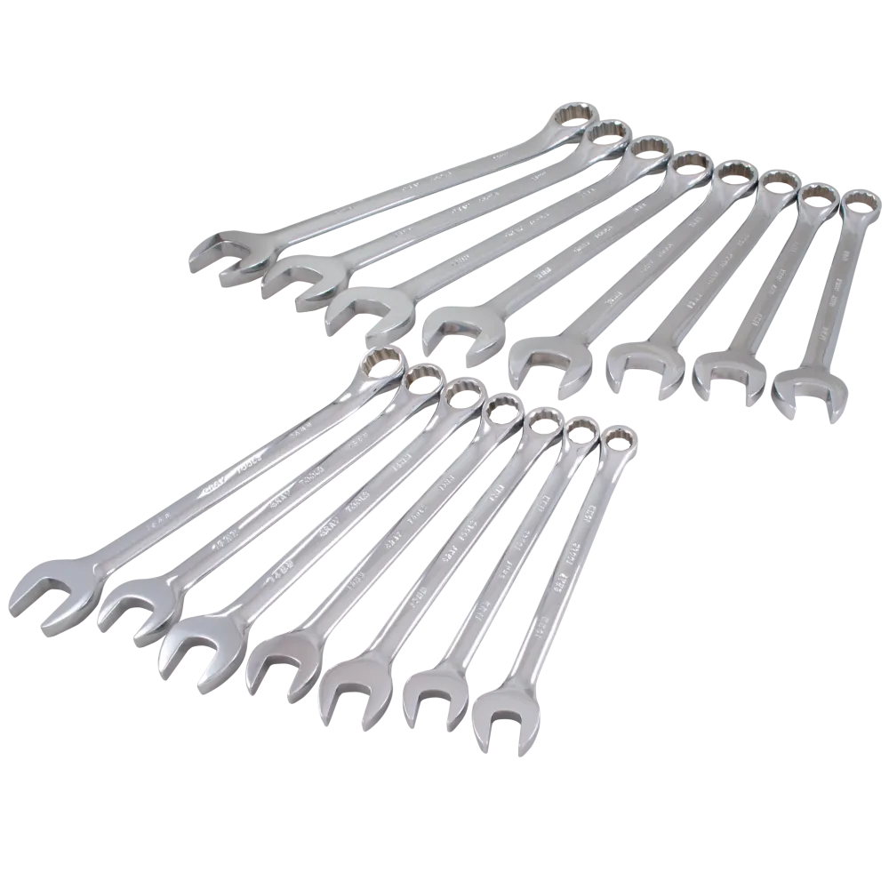 Metric Combination Mirror Chrome Wrench Set