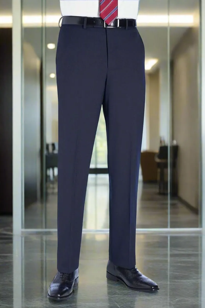 Men's Modern Tailored Fit Flat Front Stretch Suit Trousers