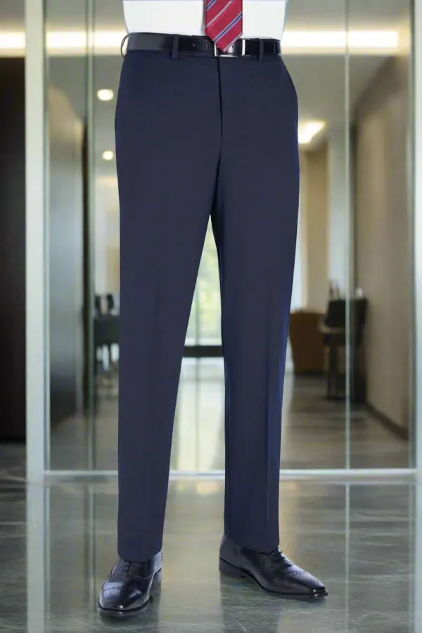 Men's Modern Tailored Fit Flat Front Stretch Suit Trousers