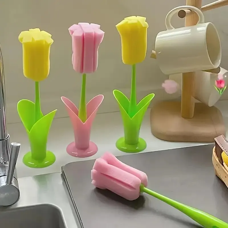 Tulip-Style Plastic Long-Handled Cup Brush