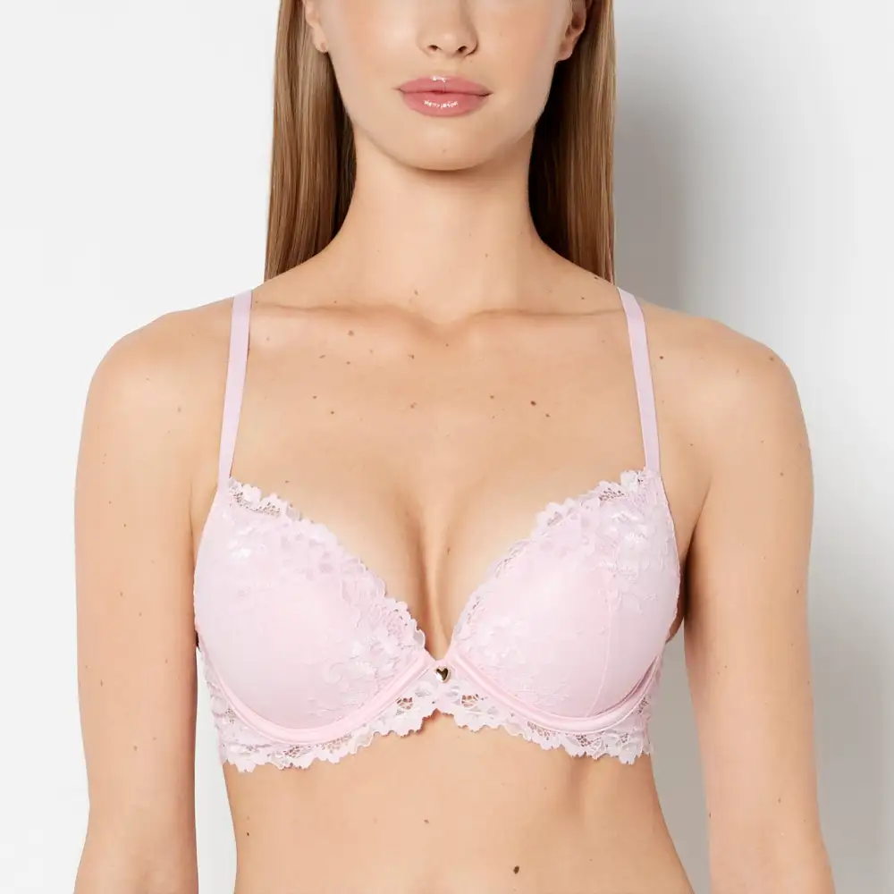 Refined Up Cup Plunge Bra With Romantic Lace