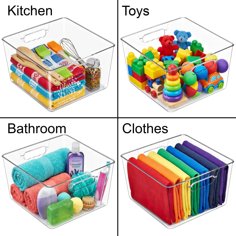 Clear Cube Storage Bins With Handles