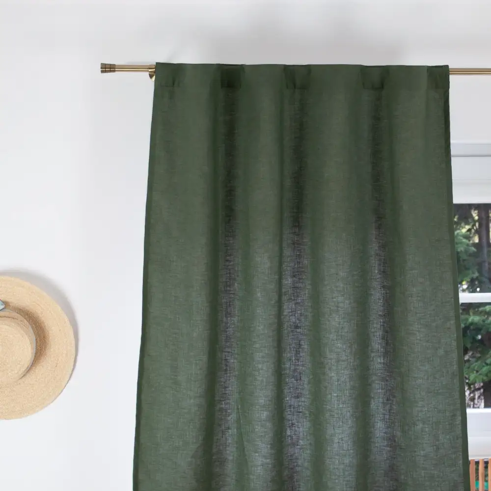 Simple Back Tab Linen Curtain