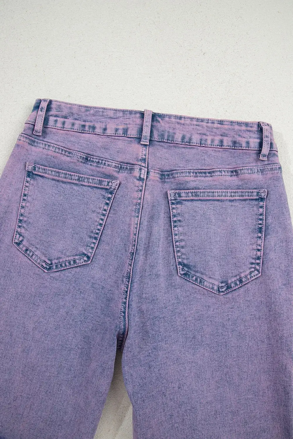 Raw Hem Washed Denim Jeans