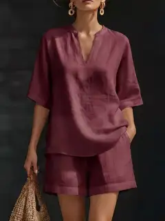 Polished Refined Pocketed Top and Shorts Matching Set