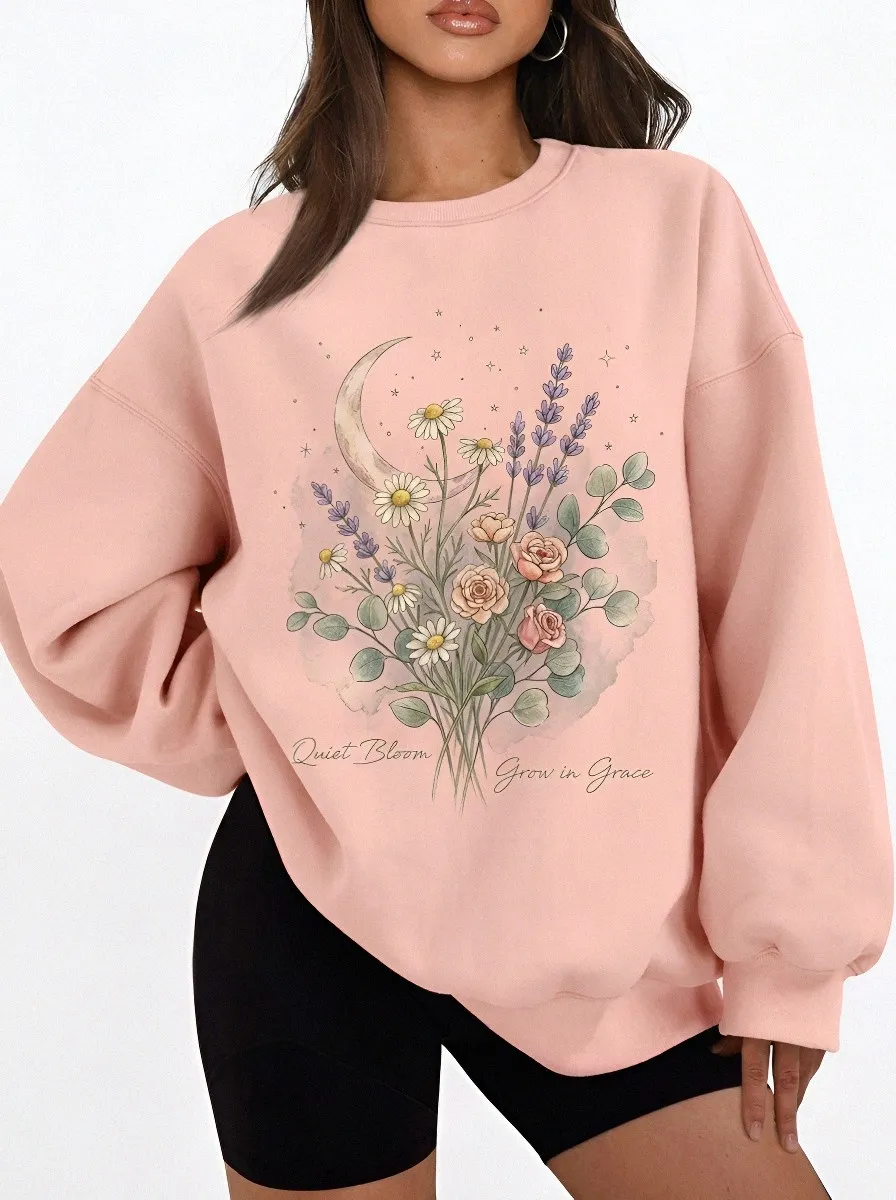 Women's Floral Moon Quiet Bloom Printed Sweatshirt