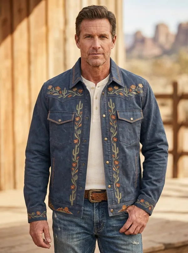 Rodeo Heritage Cactus Floral Embroidered Heritage Look Men's Western Jacket