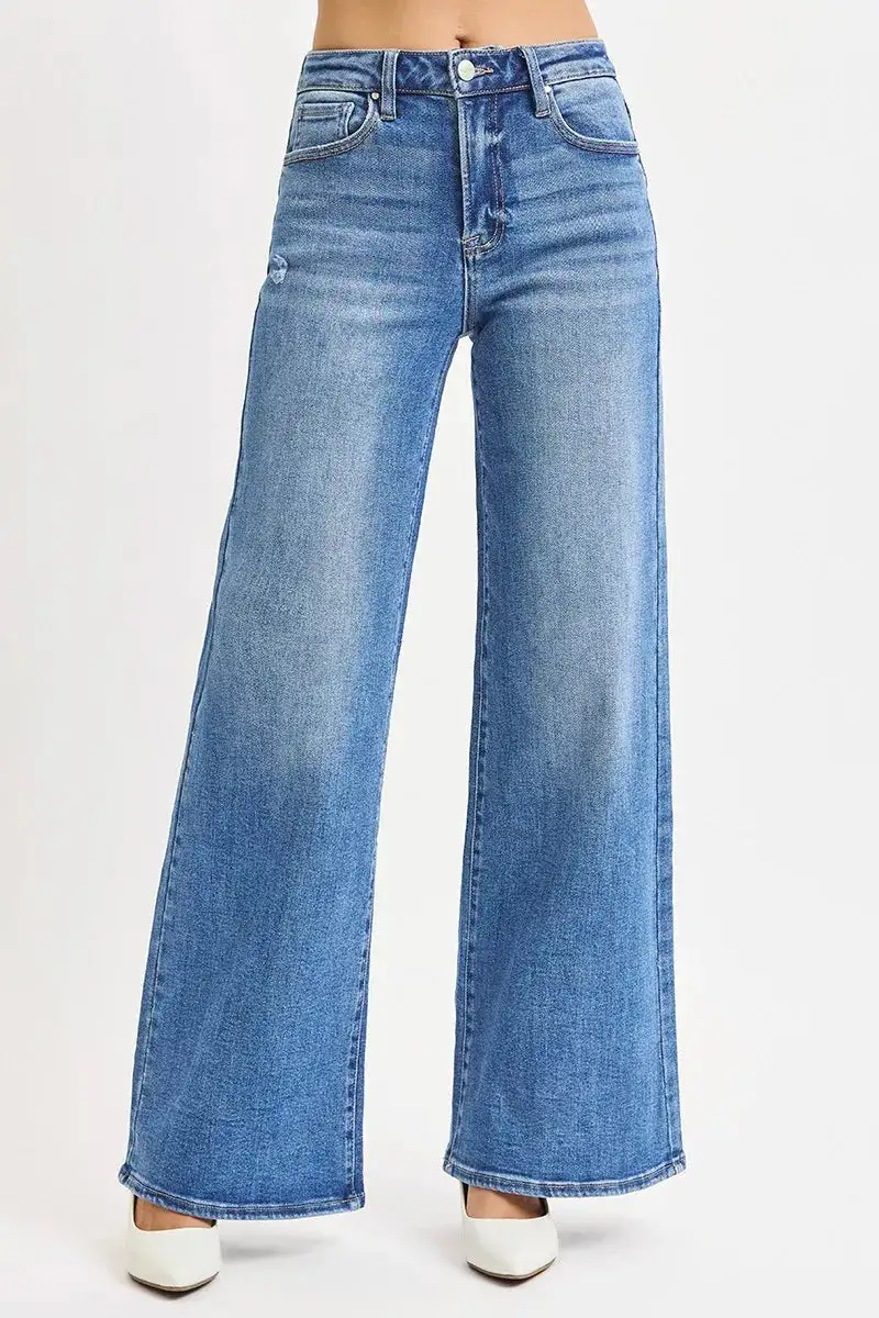 Everyday High Waist High Rise Wide Leg Jeans