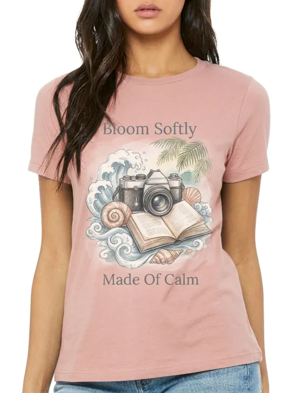 Women's Photography Book Beach Printed T-shirt