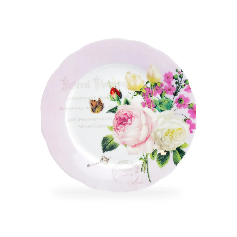 Refined Rose Garden Bone China Dessert Plate