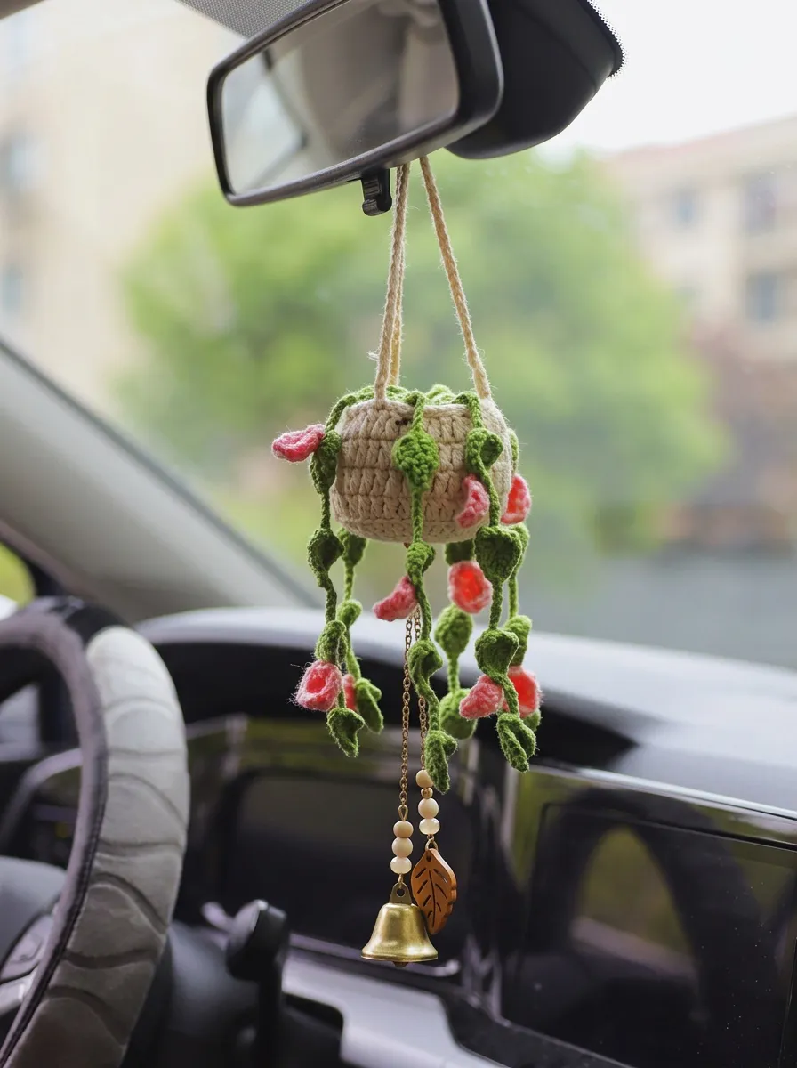 Floral Plant Rearview Mirror Hanging Ornament