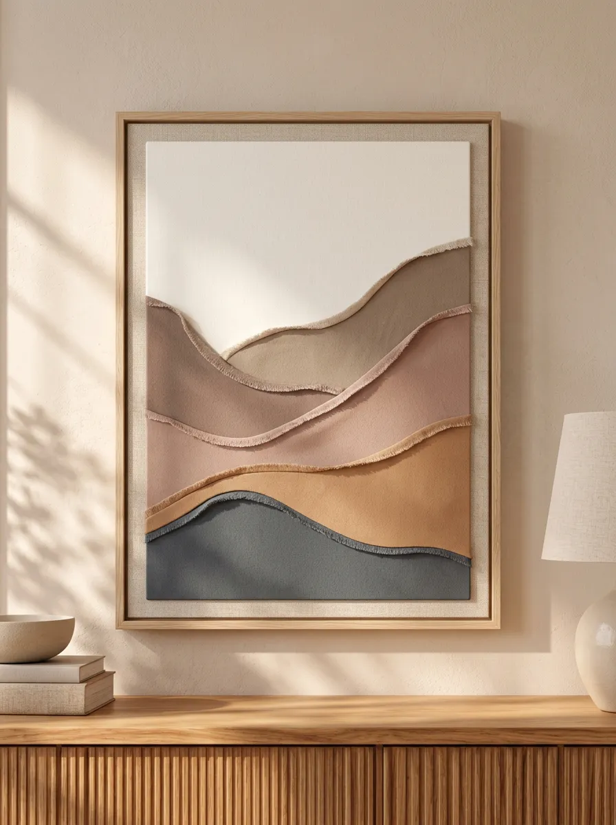 Abstract Landscape Layered Fabric Printed Wall Art
