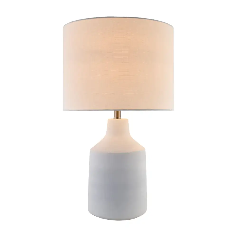 Painted Linen Shade Cement Linen Stone Table Lamp
