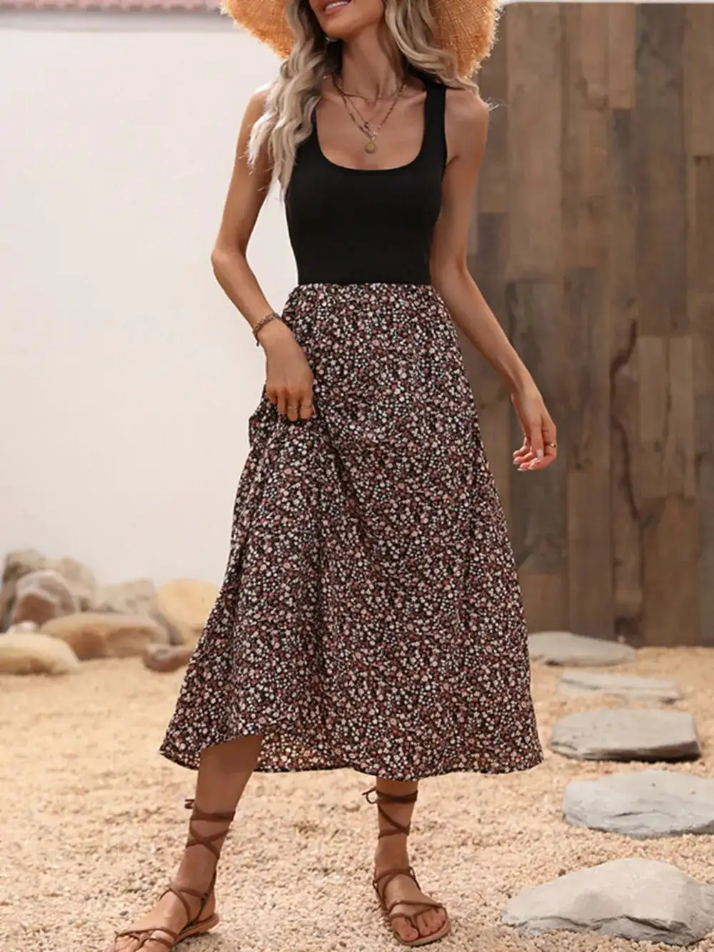 Wide Leg Scoop Neck Dress