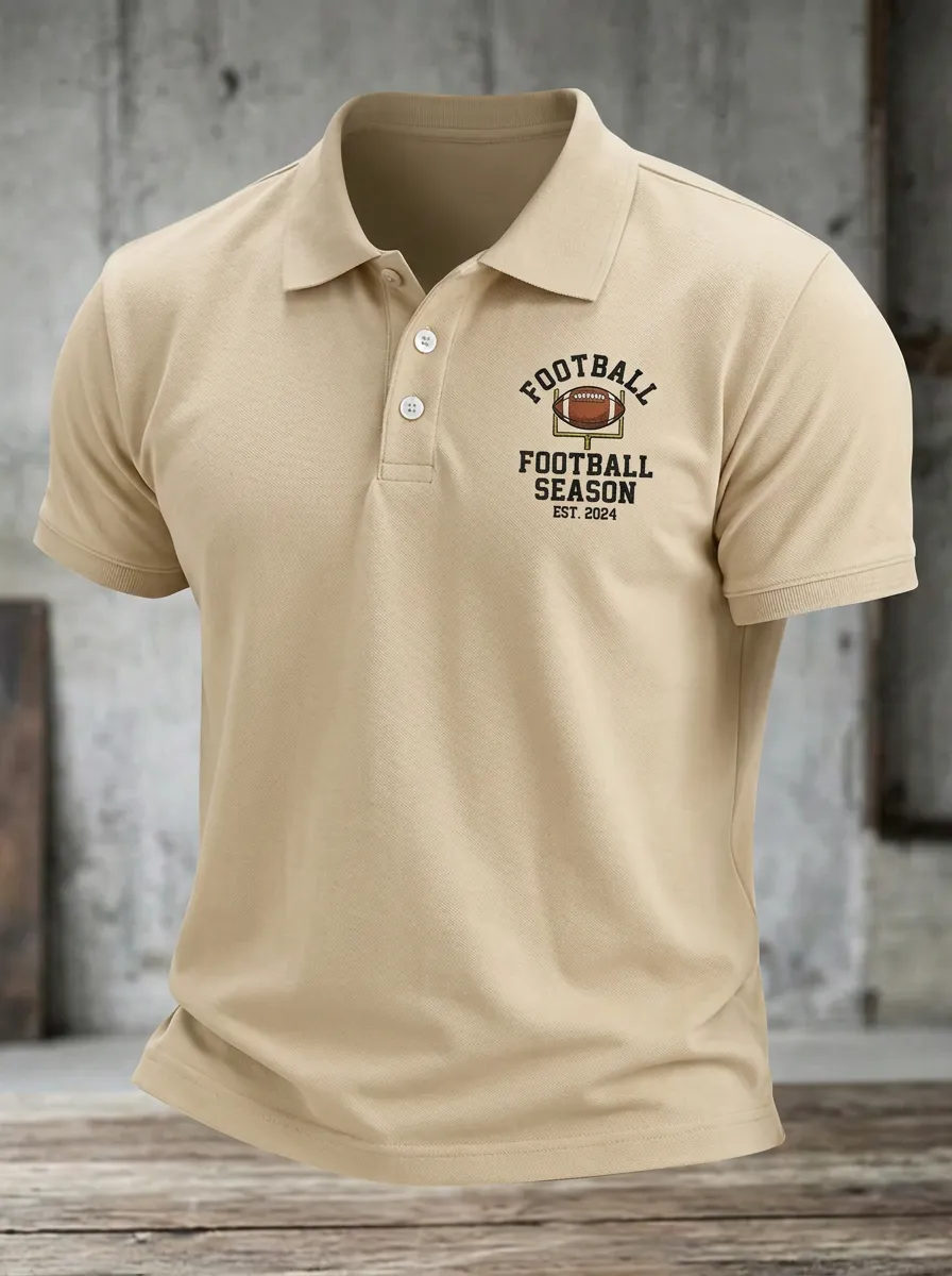 Men's American Football Season Goalpost Printed Polo Shirt