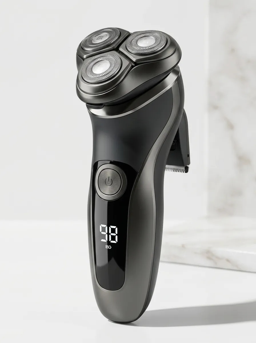 Rotary Triple-Head LED Display Electric Shaver for Everyday Personal Care