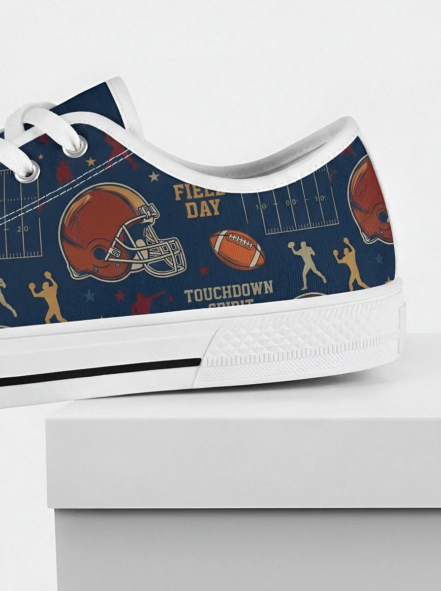 Everyday Unisex American Football Lover Helmet Pattern Printed Sneakers