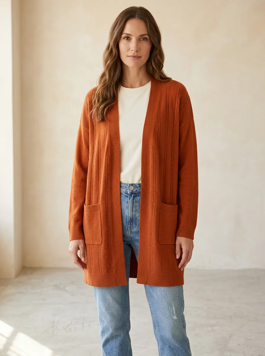 Classic Cable-Knit Knit Cardigan