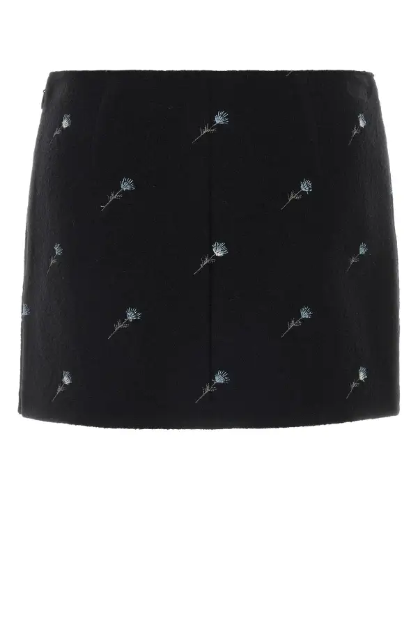 Mini Embroidered Wool Skirt