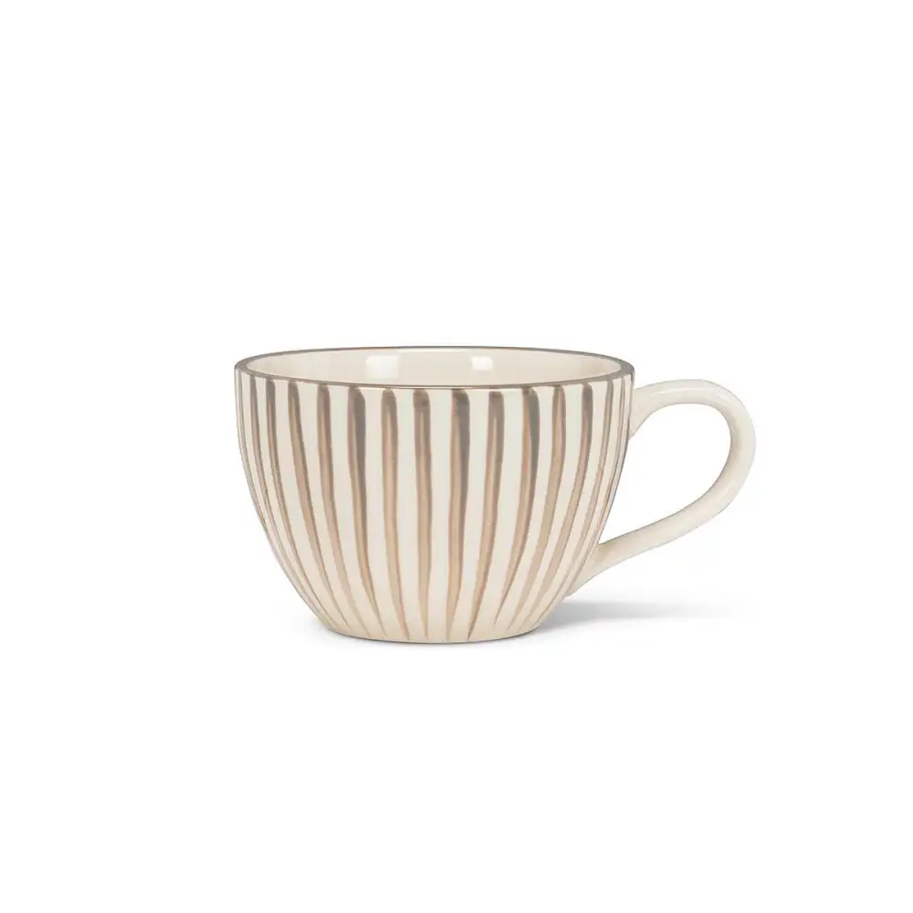 Striped Stoneware Latte Mug
