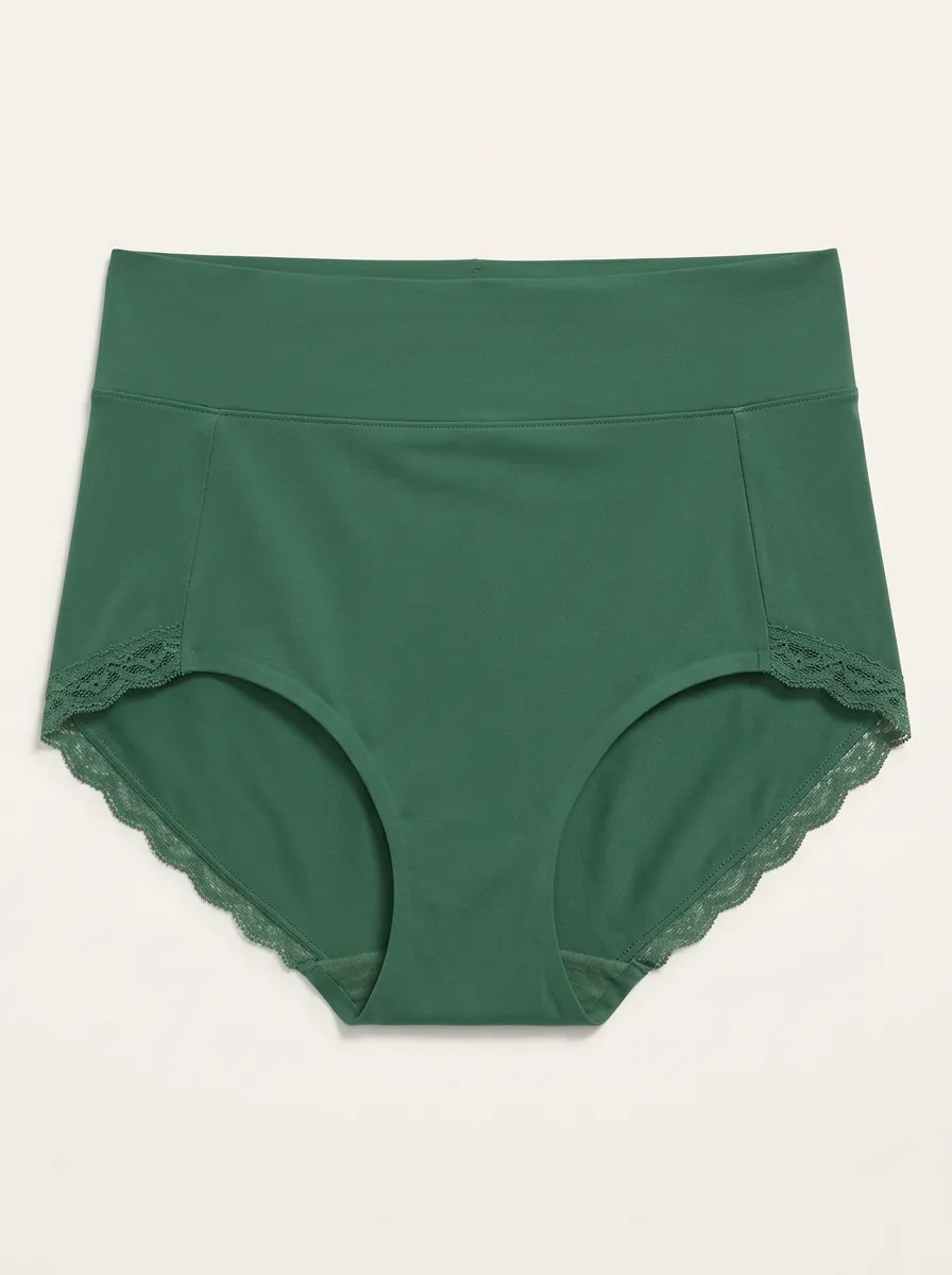 Women's High Waist Lace Trim Panties