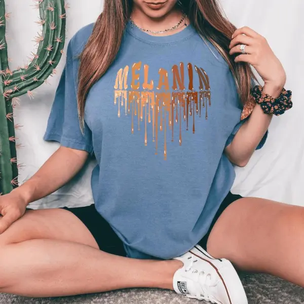 Drippin Melanin Heart Love Black History Pride Girls Women's Oversized Comfort T-Shirt