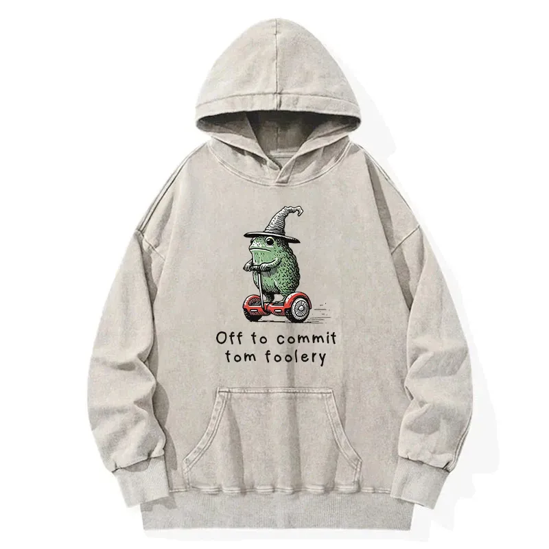 Frog Riding Balance Scooter Washed Hoodie