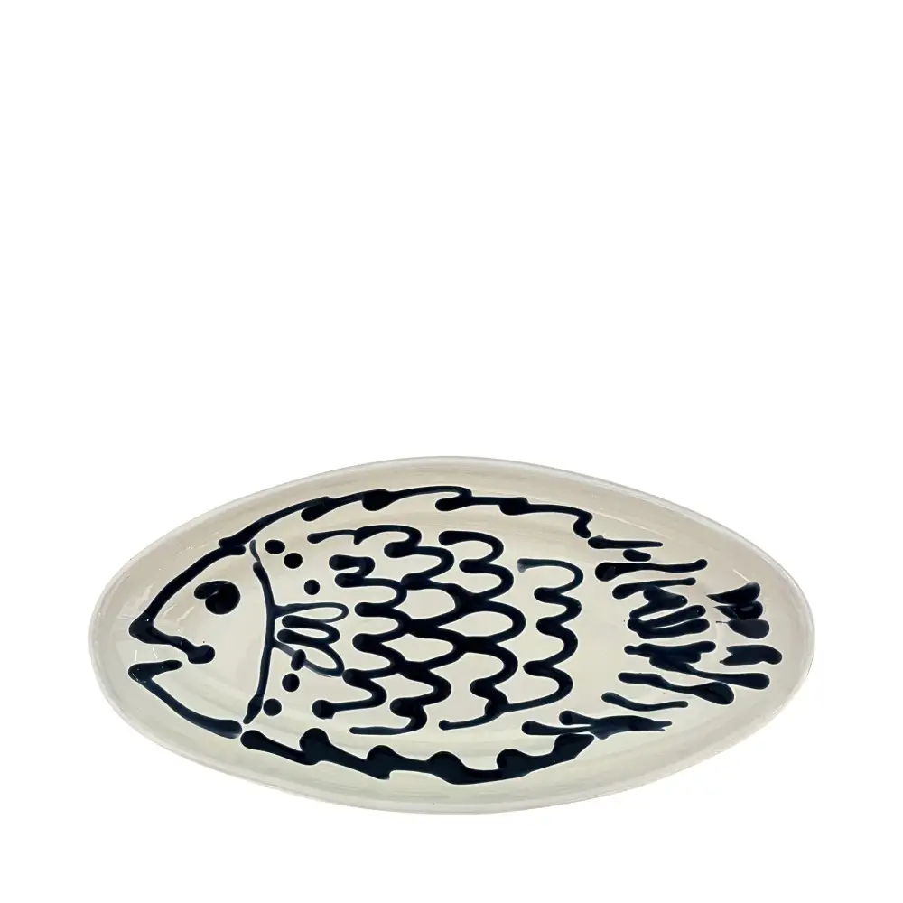 Oval Fish-Motif Ceramic Serving Plate