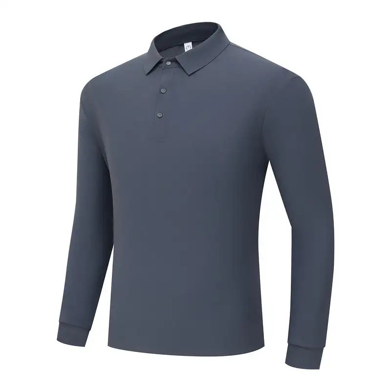 Men's Snap-Button Long-Sleeve Polo Shirt